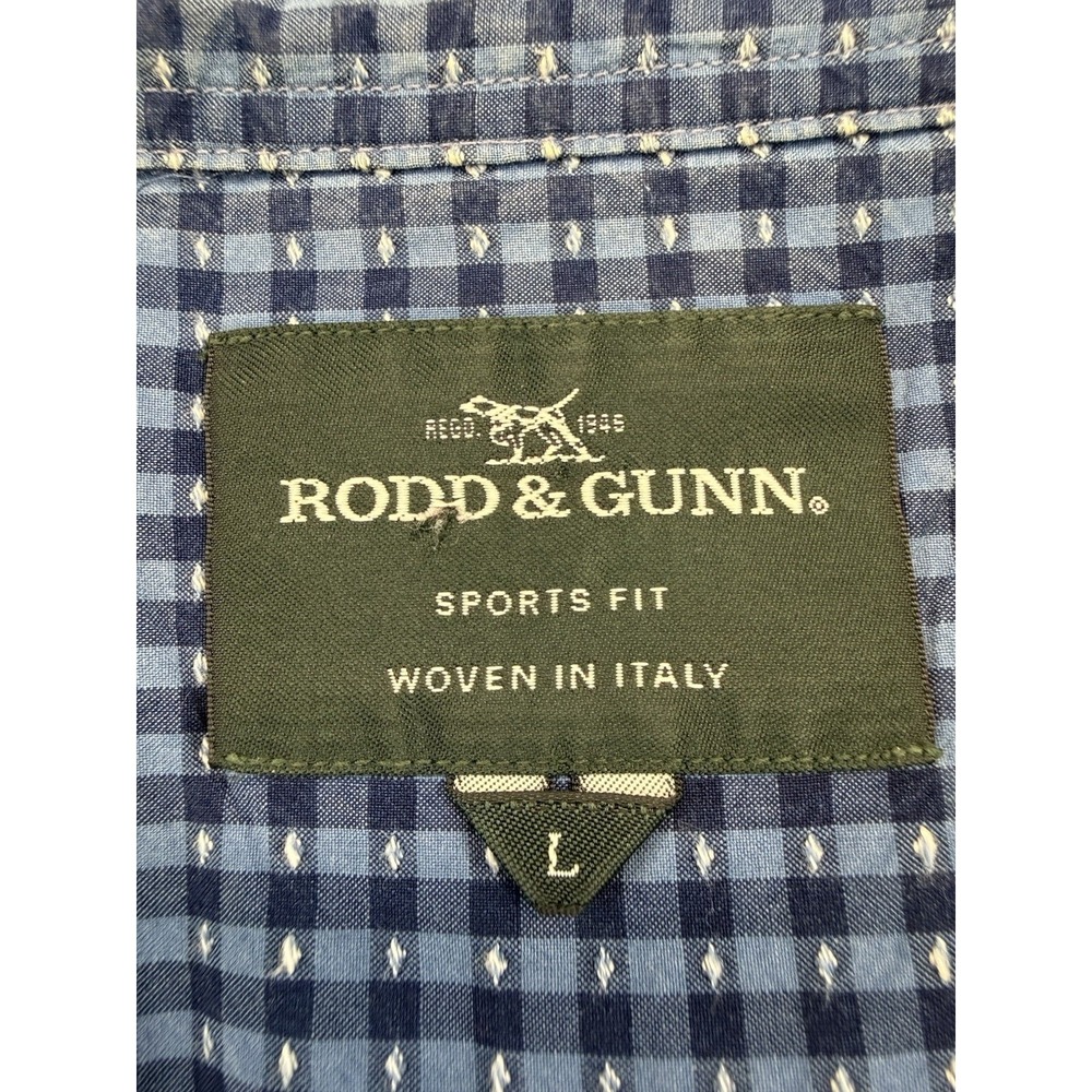 Rodd & Gunn Sports Fit Shirt Mens L Blue Check Short Sleeve Cotton Woven Italy - Picture 2 of 13